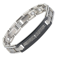 English Bible Lords Prayer Titanium Magnetic Bracelet Adjustable Silver Color