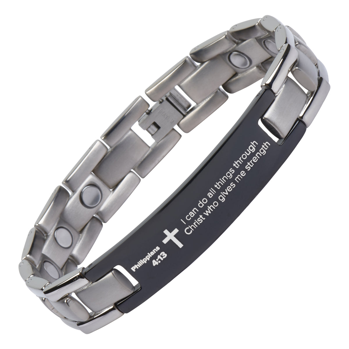 Philippians 4:13 - Titanium Prayer Bracelet - Magnetic Therapy – CROSSTRAXX