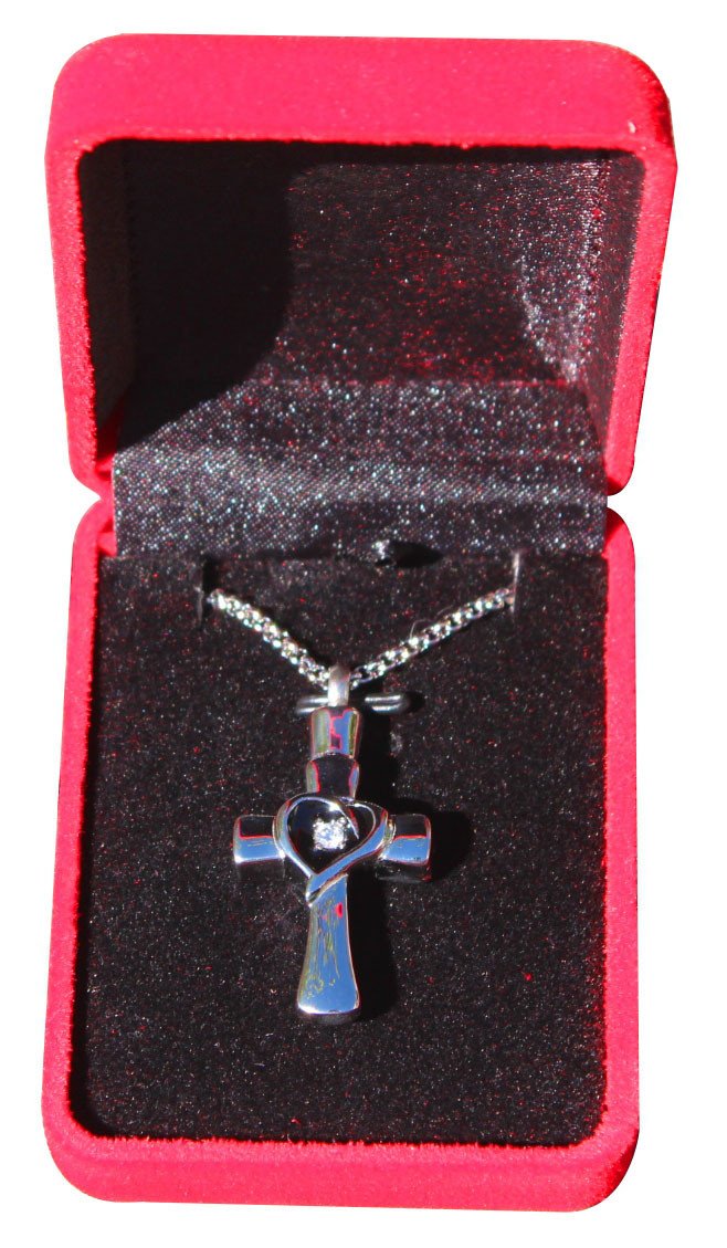 Angel Wings Cross Urn Necklace for Ashes - HAPPARY