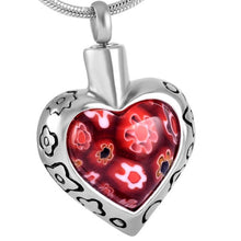 Flower Heart Urn Necklace for Ashes - Memorial Jewelry, Cremation Pendant - Johnston's Cremation Jewelry - 1