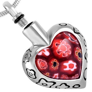 Flower Heart Urn Necklace for Ashes - Memorial Jewelry, Cremation Pendant - Johnston's Cremation Jewelry - 2
