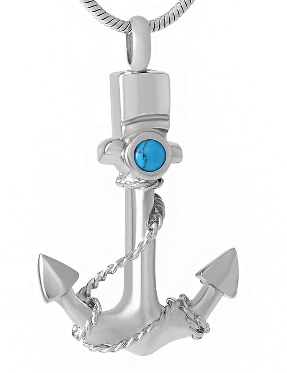 Anchor Urn Necklace - Memorial Cremation Jewelry, Nautical Keepsake Pendant - Funnel Kit Included - Johnston's Cremation Jewelry - 1