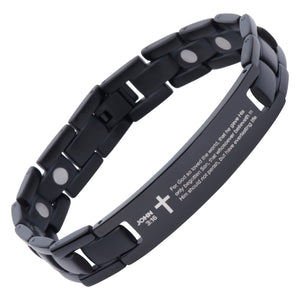 Experience The benefits of Magnetic Therapy with Our Titanium Magnetic Necklace Black Cross